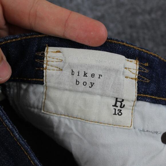 R13 Jeans Womens 27 Blue Biker Boy Howell Indigo Skinny Stretch Made Italy - Picture 5 of 16